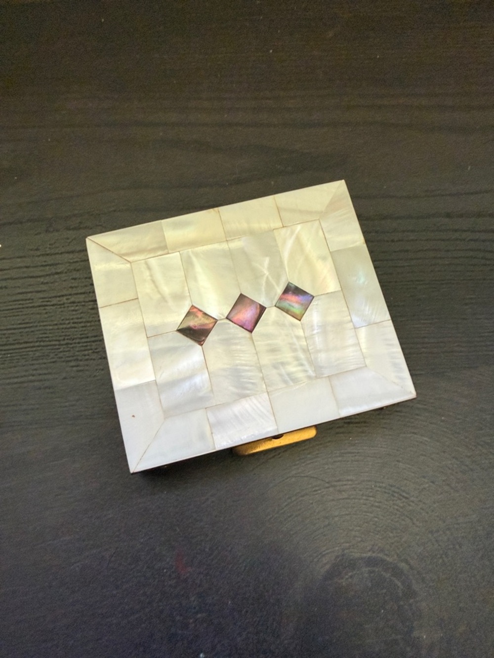 Vintage Mother-of-Pearl & Abalone Tradition brass compact case